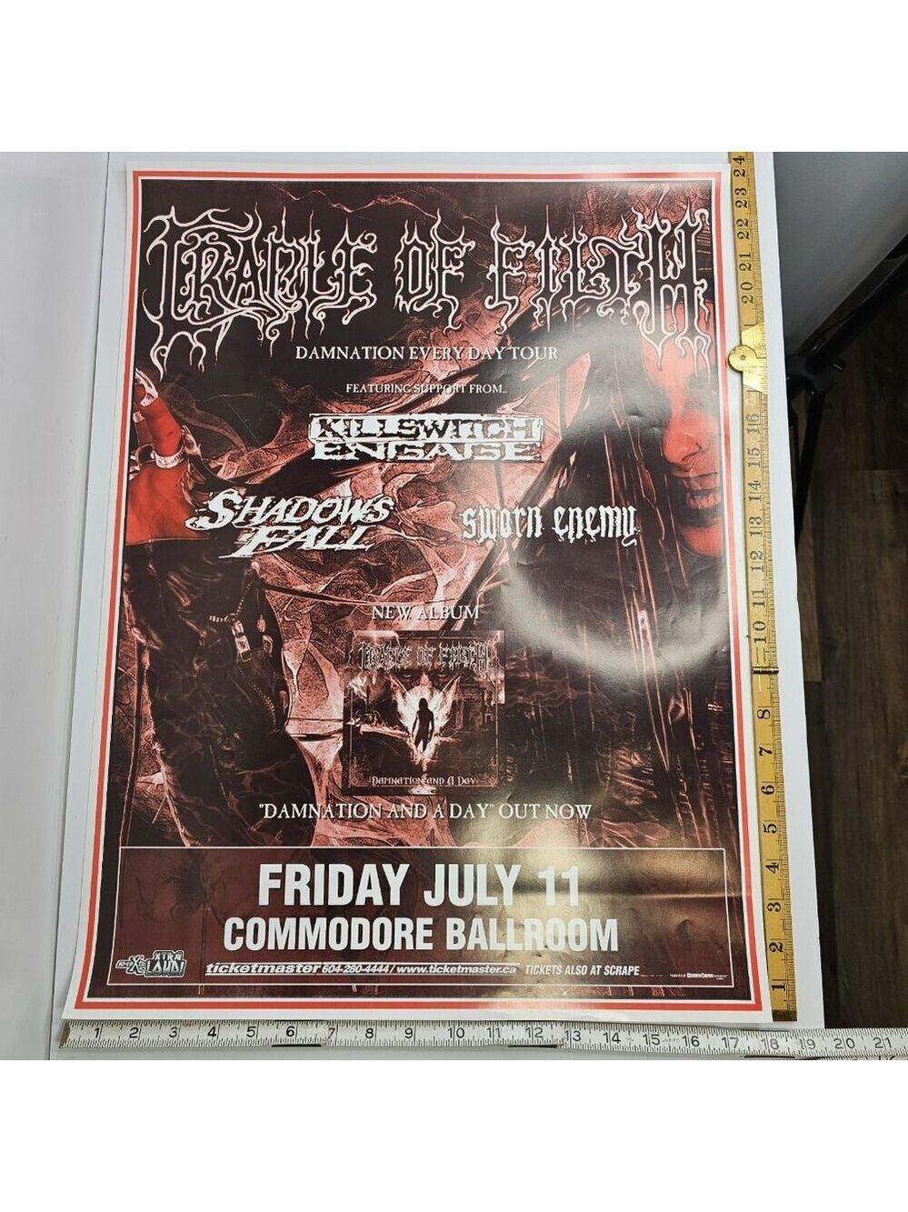 Cradle of Filth Damnation and a Day Tour Poster Commodore Ballroom Vancouver CA